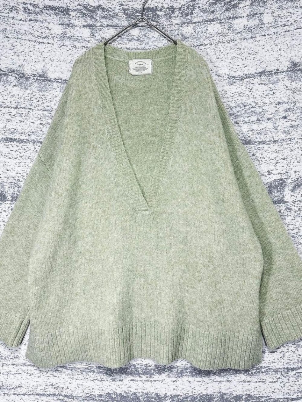 Houndone Cashmere V-Neck Sweater Green Knit M